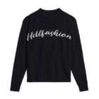 Custom Men Jacquard Letter Cotton Crew Neck Knit Pullover