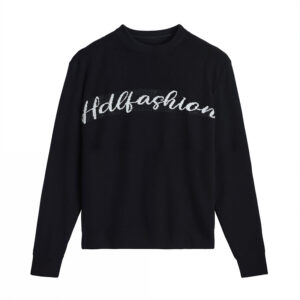 Custom Men Jacquard Letter Cotton Crew Neck Knit Pullover