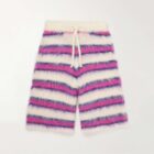 Custom Mohair Striped Knitted Drawstring Shorts for Men