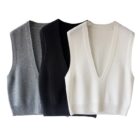Custom Women V-neck Sleeveless Wool Knit Vest