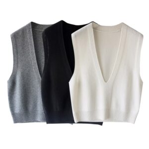 Custom Women V-neck Sleeveless Wool Knit Vest