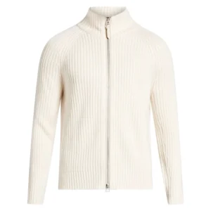 Custom Men's Ribbed Knit Zipper-up Cardigan Sweater