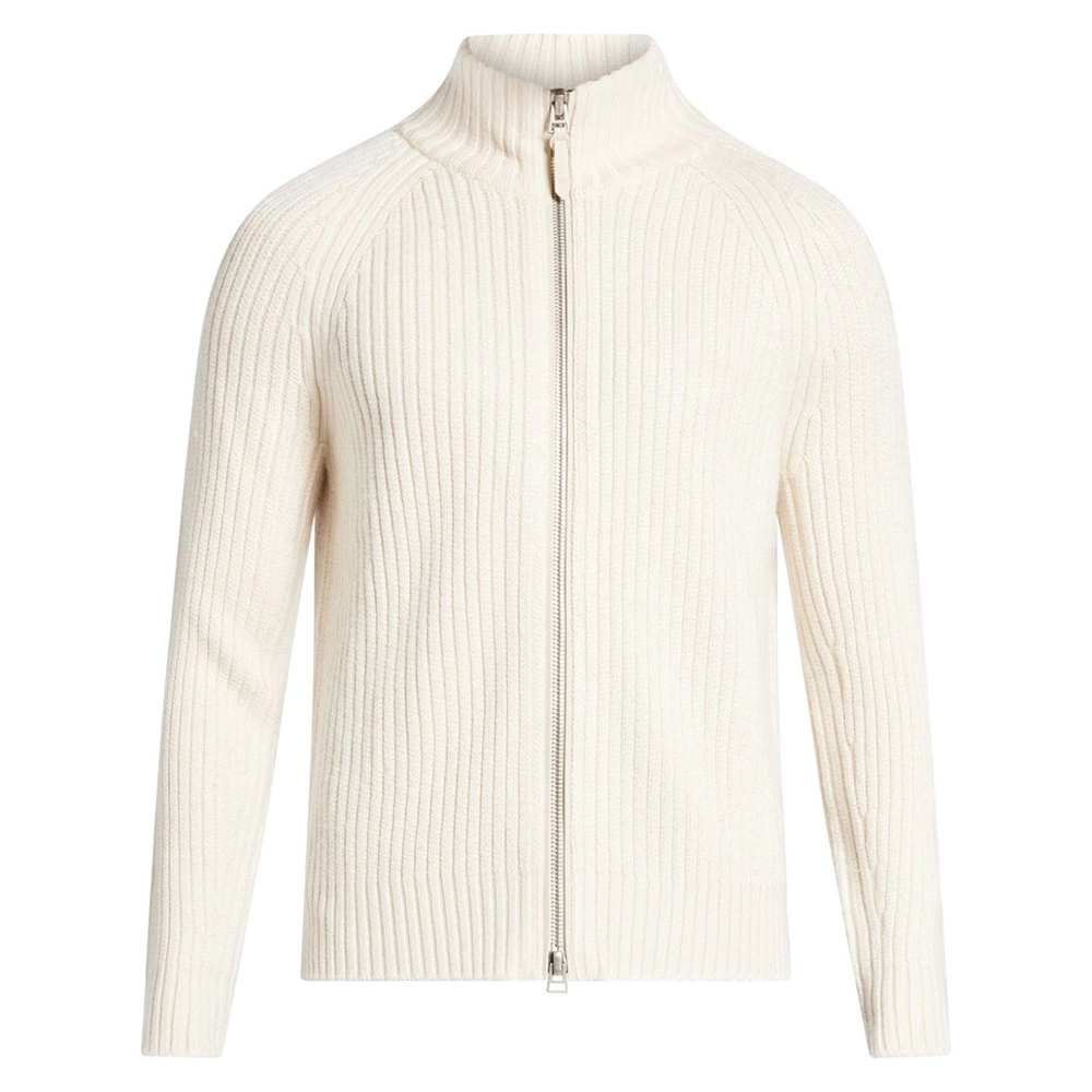 32 (1) Custom Men's Ribbed Knit Zipper-up Cardigan Sweater