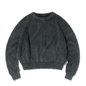 Custom Men's Solid Color Vintage Ribbed Knit Pullover Sweater