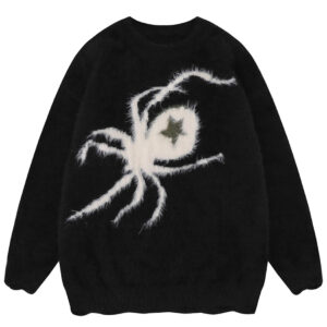 Custom Star Spider Brushed Jacquard Knitted Pullover Sweater for Men