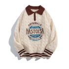 Custom Men's Embroidery Pattern Half Zip Polo Neck Knitted Sweater