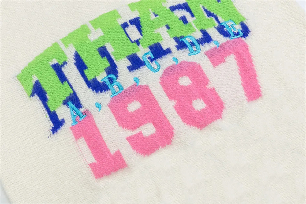 embroidery letter knitted pullover printing