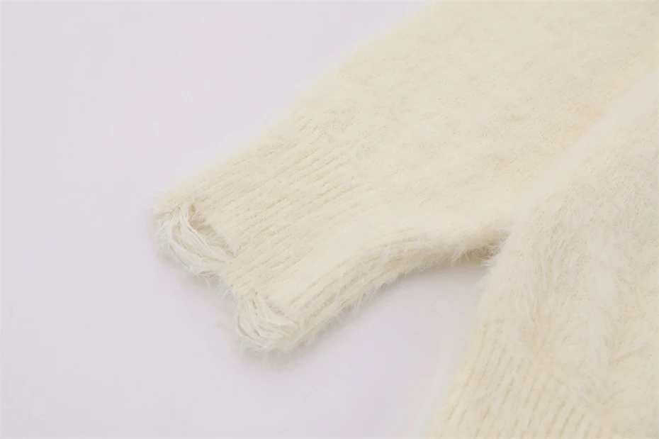 brushed jacquard knitted pullover sweater sleeves