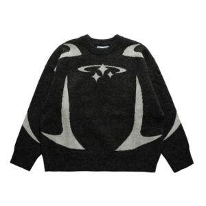 Custom Vintage Streetwear Knitted Graphic O Neck Men Sweater