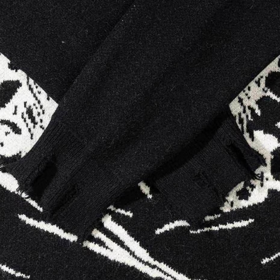 men's distressed knitted sweater fabric