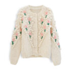 Custom Design Hand Stitch Knit Floral Cardigan For Women