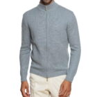 Design Men's high-Collar Zip Up Cashmere Cardigan