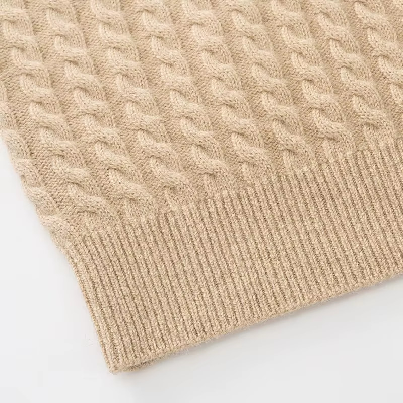 cable knit cashmere cardigan details