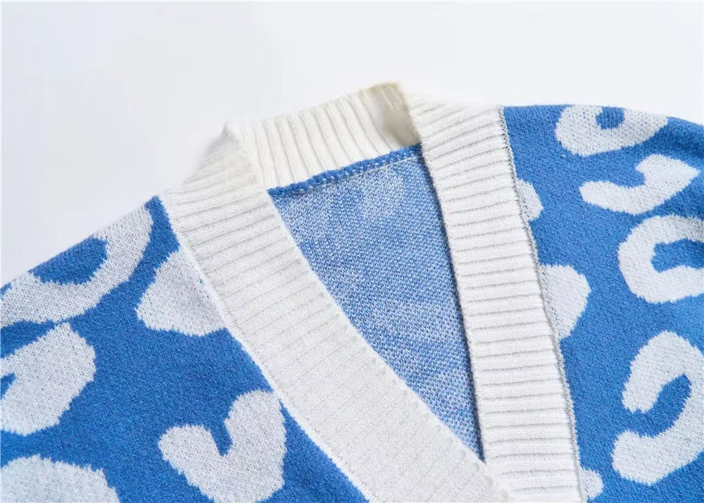 V neck leopard print cardigan