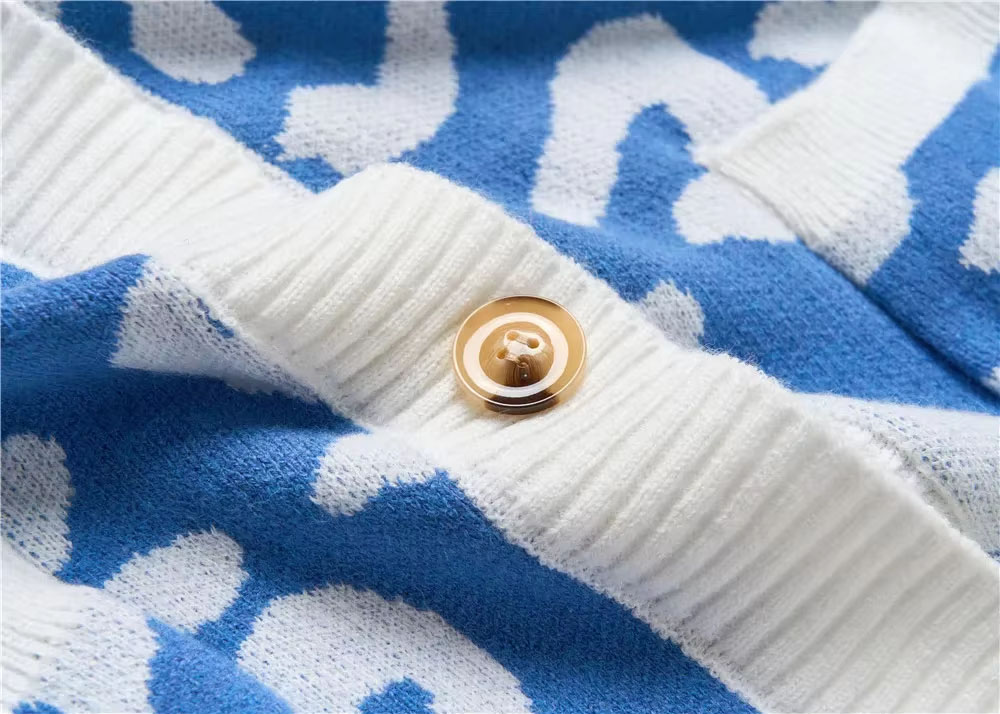 customized jacquard knit leopard cardigan