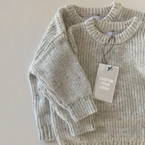 Custom Newborn Speckled Cotton Knit Baby Sweater