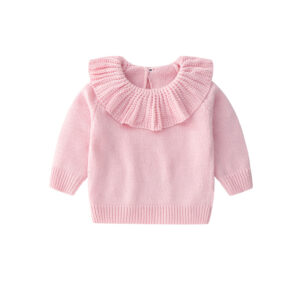 Custom Pink Newborn Cotton Knit Baby Ruffle Sweater for Girls
