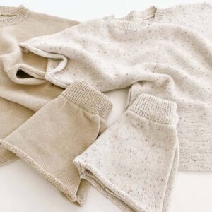 Custom Baby Kids Cotton Knit Set – Short Sleeve Knit Top & Shorts