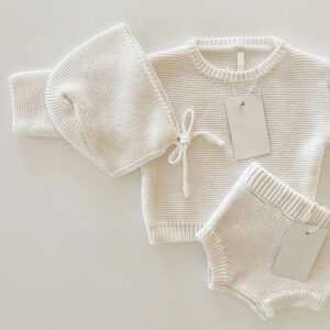 baby cotton knit sweater set is a three-piece winter collection