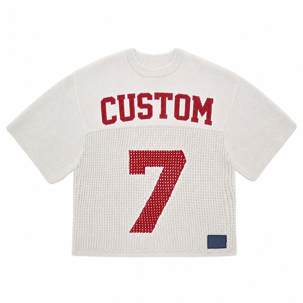 Custom Cotton Jacquard Mesh Knitted Jersey Sweater for Men Custom Cotton Jacquard Mesh Knitted Jersey Sweater for Men