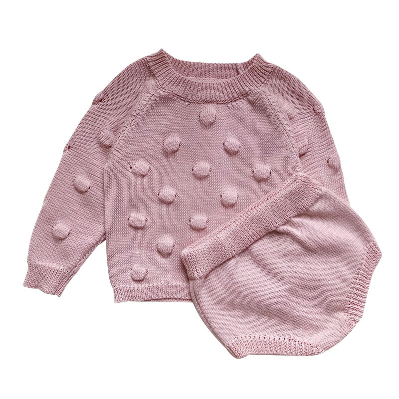 Custom Thick Cotton Baby Knit Sweater Set – Image 1 Thick Cotton Baby Knit Sweater Set for custom baby knitwear OEM ODM supplier