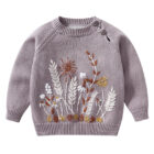 Hand Knit Floral Embroidery Baby Sweater for custom baby knitwear OEM ODM supplier