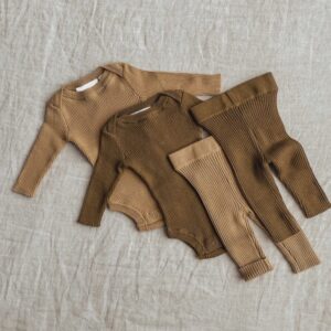 Organic Cotton Ribbed Baby Romper Set for custom baby knitwear OEM ODM supplier