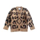 Leopard Jacquard Mommy and Me Cardigan Set for custom baby knitwear OEM ODM supplier