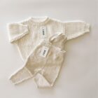 Ribbed Cotton Baby Sweater Pant Set for custom baby knitwear OEM ODM supplier