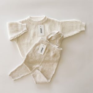 Ribbed Cotton Baby Sweater Pant Set for custom baby knitwear OEM ODM supplier