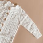Ribbed Knit Baby Jumpsuit Romper for custom baby knitwear OEM ODM supplier