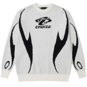 Custom Men Racing Style Jacquard Sweater Cotton Long Sleeve Knitwear