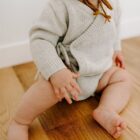 Kimono Chunky Knit Baby Bodysuit Romper for custom baby knitwear OEM ODM supplier