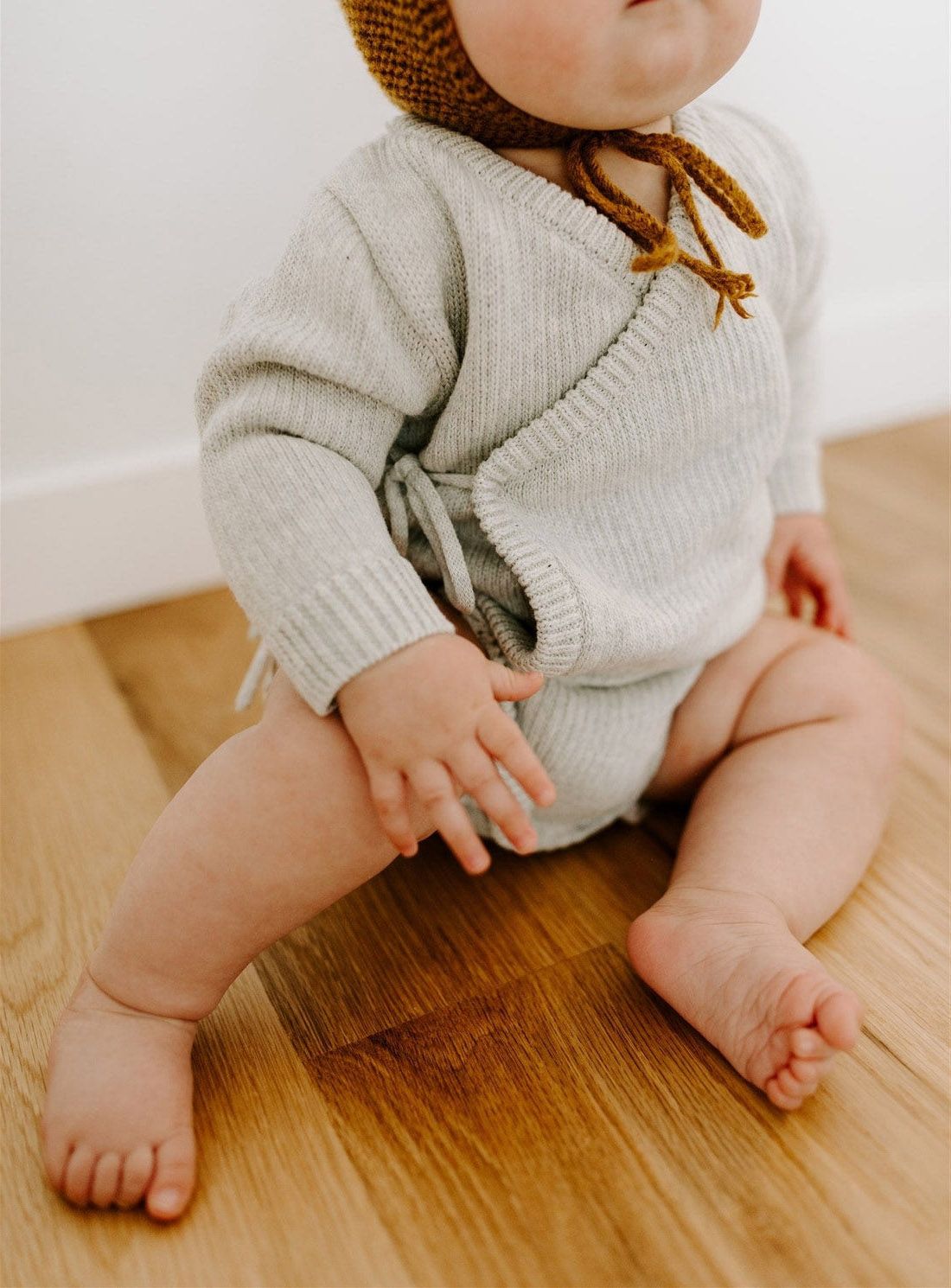 Kimono Chunky Knit Baby Bodysuit Romper for custom baby knitwear OEM ODM supplier