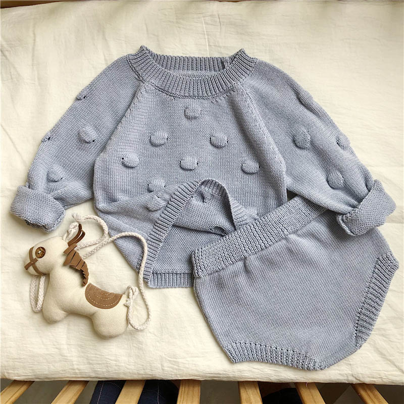 Thick Cotton Baby Knit Sweater Set for custom baby knitwear OEM ODM supplier
