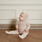 Solid Knit Baby Romper and Hat Set for custom baby knitwear OEM ODM supplier