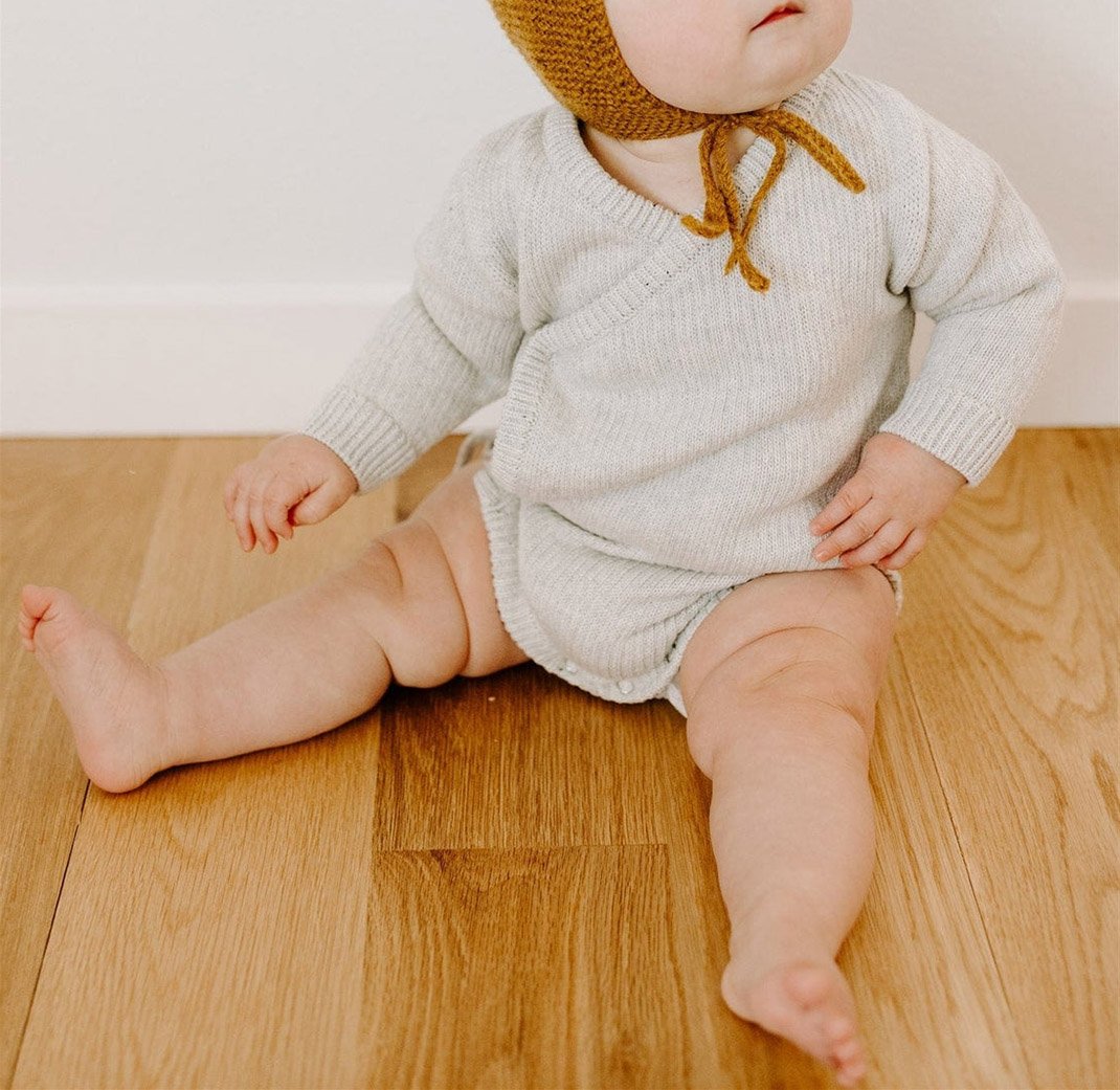 Kimono Chunky Knit Baby Bodysuit Romper for custom baby knitwear OEM ODM supplier