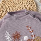 Hand Knit Floral Embroidery Baby Sweater for custom baby knitwear OEM ODM supplier