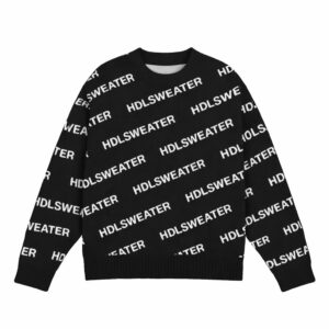 Custom Men Jacquard Sweater Crew Neck Long Sleeve All-over Letter Pullover