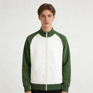 Custom Men Color Block Varsity Cardigan Sweater Cotton Full Zip Jacket
