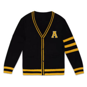 Custom Men Striped College Cardigan Embroidered Patch Cotton Sweater