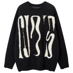 Custom Men Cotton Jacquard Letter Distressed Sweater