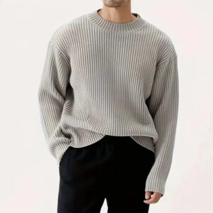 Custom Cotton Rib Knit Long Sleeve Classic Pullover Sweater