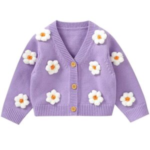 Handmade Floral Knit Baby Cardigan for custom baby knitwear OEM ODM supplier