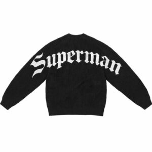 Custom Men Jacquard Letter Cotton Knitted Black Sweater