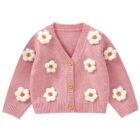 Handmade Floral Knit Baby Cardigan for custom baby knitwear OEM ODM supplier