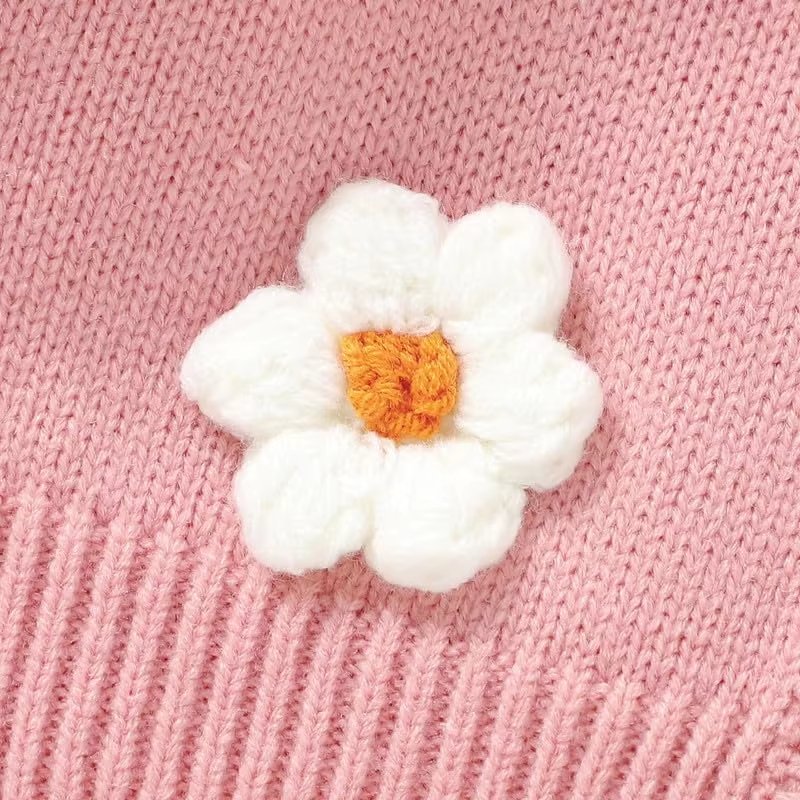 Handmade Floral Knit Baby Cardigan for custom baby knitwear OEM ODM supplier
