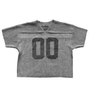 Custom Jacquard Number Rib Knit Jersey Short Sleeve Cotton Sweater