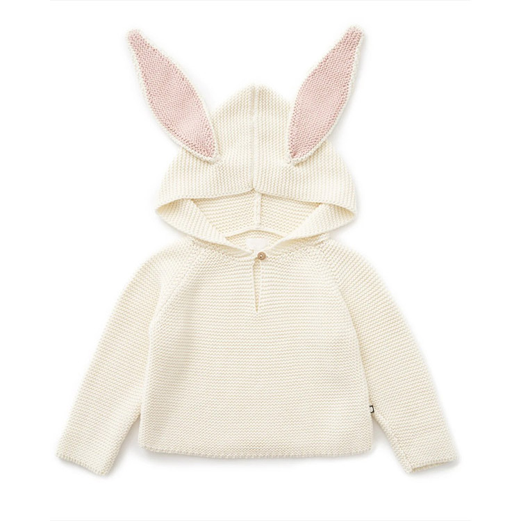 Custom Cotton Hooded Baby Knit Jumper – Image 1 Cotton Hooded Baby Knit Jumper for custom baby knitwear OEM ODM supplier