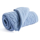 Blue cashmere baby knit blanket rolled soft cable knit texture